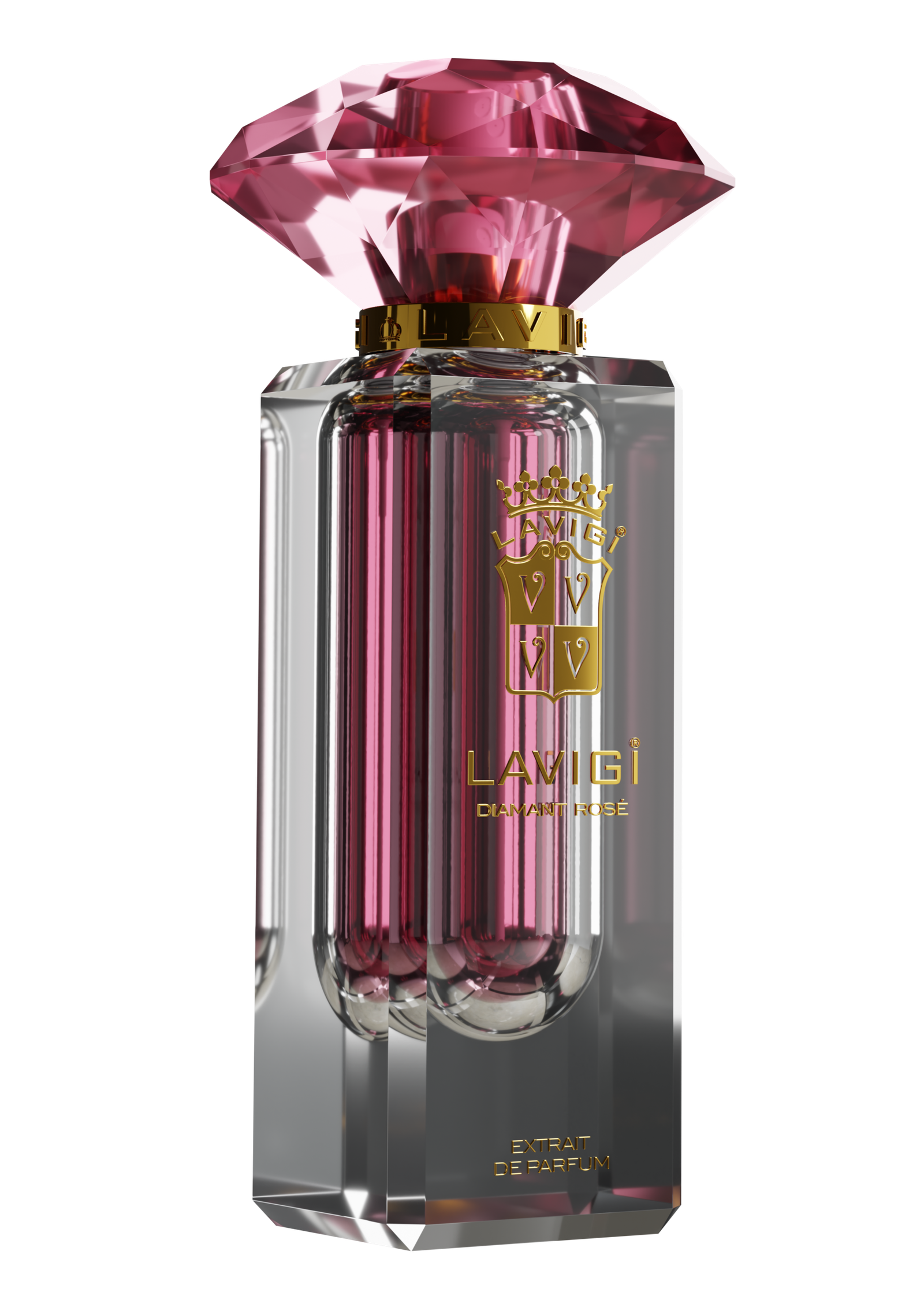 DIAMANT ROSÉ 50 ml extrait de parfum bottle with pink diamond cap